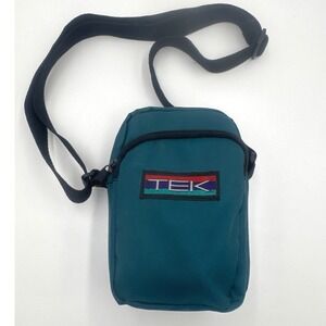 TEK Crossbody Camera Bag Teal Blue Nylon Small Utility Travel Pouch Festival VTG